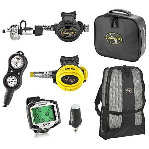  [아마존베스트]Dacor Mares Quad Air Integrated Dive Computer with Transmitter, with Complete Primary Scuba Regulator High Performance Dive Gear Package