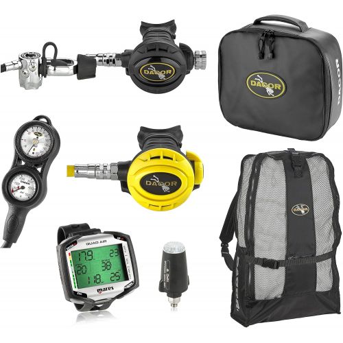  [아마존베스트]Dacor Mares Quad Air Integrated Dive Computer with Transmitter, with Complete Primary Scuba Regulator High Performance Dive Gear Package