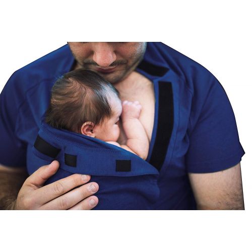  DadWare Bamboo Bondaroo Skin to Skin Kangaroo Care Bonding T-Shirt (M) Navy Blue