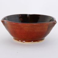 /Dadandkiddo Red brown petal bowl with dark inside