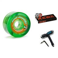 Daddies Board Shop Danos Downhills Longboard Wheels 70mm 78a Green with Bones Reds Bearings and CCS Skate Tool