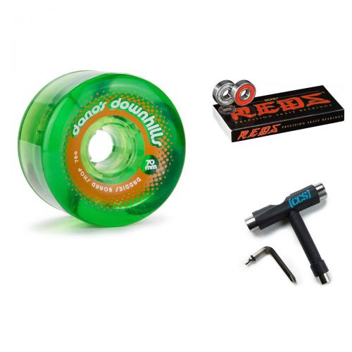  Daddies Board Shop Danos Downhills Longboard Wheels 70mm 78a Green with Bones Reds Bearings and CCS Skate Tool