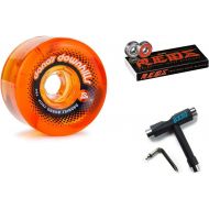 Daddies Board Shop Danos Downhills Longboard Wheels 70mm 78a Amber with Bones Reds Bearings and CCS Skate Tool