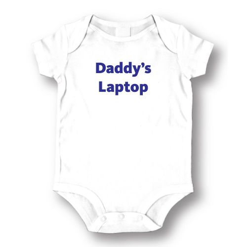  Daddy Laptop ft Infants ft White Cotton Bodysuit One-piece