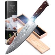 Daddy chef Daddy Chef Damascus Chef Knife - 8 inch Blade from Japanese VG10 67 Layer Stainless Steel - Professional and home kitchen chefs chopping carving knife - Forged Carbon - Ergonomic G