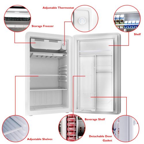  Daewoo COSTWAY Compact Refrigerator, 3.2 cu. ft. Single Door, Small Under Counter Mini Refrigerator, Fridge Freezer Cooler Unit w/Handle for Dorm, Office, Apartment (WHITE)