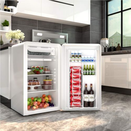  Daewoo COSTWAY Compact Refrigerator, 3.2 cu. ft. Single Door, Small Under Counter Mini Refrigerator, Fridge Freezer Cooler Unit w/Handle for Dorm, Office, Apartment (WHITE)