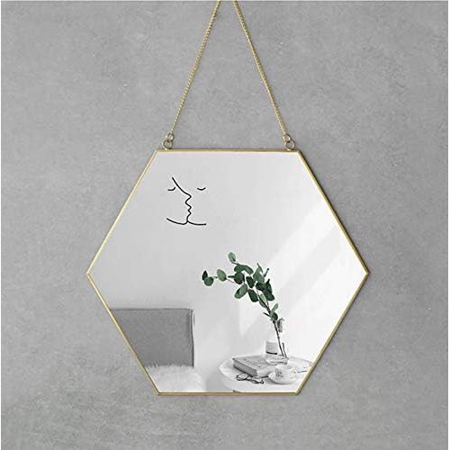  Dahey Hanging Wall Mirror Decor Small Gold Hexagon Mirrors for Home Bathroom Bedroom Living Room,11.81X10.24