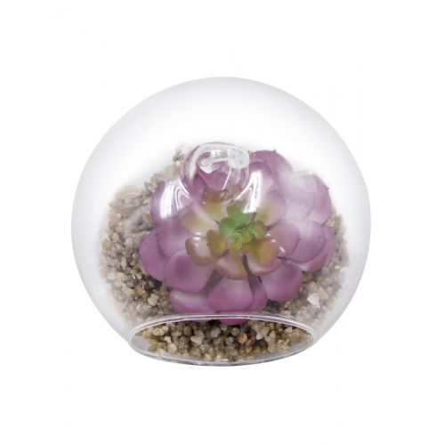  Dahlia Set of 6 Artificial Mini Succulent Potted Plant in Glass Globe Flower Pot Planter - Set A