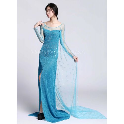  Daily Proposal AE1 Adult Elsa Dress Snow Queen Snowflake Halloween Costume Cosplay S-XXL USA