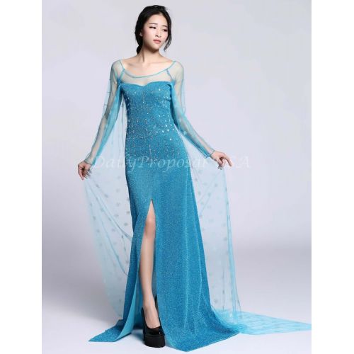  Daily Proposal AE1 Adult Elsa Dress Snow Queen Snowflake Halloween Costume Cosplay S-XXL USA