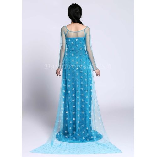  Daily Proposal AE1 Adult Elsa Dress Snow Queen Snowflake Halloween Costume Cosplay S-XXL USA