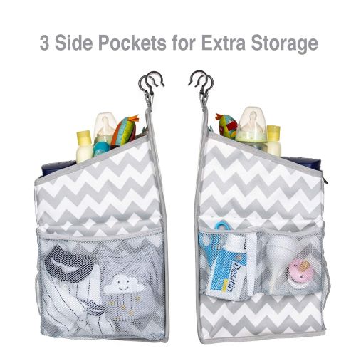  Daily Nordic Diaper Caddy Nursery Organizer (20x9x9) Crib Hanging Storage with 3 Side Pockets, Resistant Easy-to-Hang Changing Table Organizer Diaper Stacker for Newborn Baby Diape