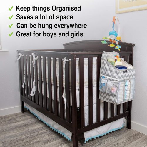  Daily Nordic Diaper Caddy Nursery Organizer (20x9x9) Crib Hanging Storage with 3 Side Pockets, Resistant Easy-to-Hang Changing Table Organizer Diaper Stacker for Newborn Baby Diape