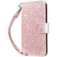 [아마존베스트]Dailylux iPod Touch 6 Case,iPod Touch 5 Case,iPod Touch 7 Case,iPod Touch 5/6/7th Wallet Case Giltter PU Leather Stand Magnetic Clasp Card Holders Slot Shockproof Flip Cover -Spark