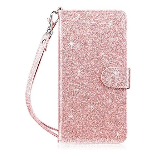  [아마존베스트]Dailylux iPod Touch 6 Case,iPod Touch 5 Case,iPod Touch 7 Case,iPod Touch 5/6/7th Wallet Case Giltter PU Leather Stand Magnetic Clasp Card Holders Slot Shockproof Flip Cover -Spark