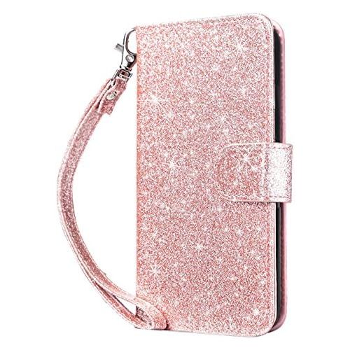  [아마존베스트]Dailylux iPod Touch 6 Case,iPod Touch 5 Case,iPod Touch 7 Case,iPod Touch 5/6/7th Wallet Case Giltter PU Leather Stand Magnetic Clasp Card Holders Slot Shockproof Flip Cover -Spark