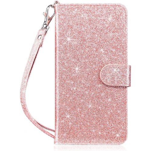  [아마존베스트]Dailylux iPod Touch 6 Case,iPod Touch 5 Case,iPod Touch 7 Case,iPod Touch 5/6/7th Wallet Case Giltter PU Leather Stand Magnetic Clasp Card Holders Slot Shockproof Flip Cover -Spark