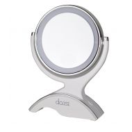 Daisi daisi Magnifying Lighted Makeup Tabletop Mirror with 360 Rotation | Standard 1X & 7X Magnification, LED Lighted Free Standing Double-Sided Bathroom Mirror for Vanity or Desk