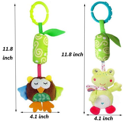  Daisys dream Daisy Baby Hanging Rattle Toy for 0 3 6 to 12 Months - 4 Pack - Soft Plush Hanging Crinkle Squeaky Sensory Educational Toy - Animal Wind Chime with Teethers