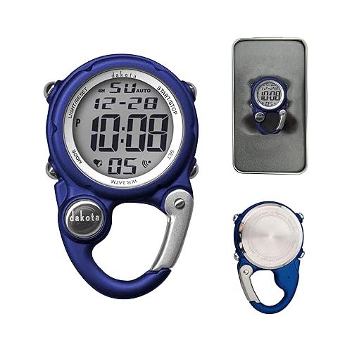  Dakota Light Digital Backpacker, Clip Watch, Alarm, Stopwatch, Timer and Dual Time Watch, Outdoor Gifts for Men and Women, Use for Fishing, Hunting, and More, Tactical Digital Watch, Clip On Watch