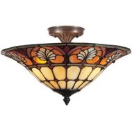 Dale Tiffany Lamps Dale Tiffany TM100598 Dylan Tiffany Flush Mount Light, Antique Brass and Art Glass Shade