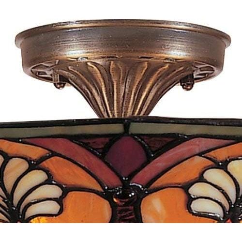  Dale Tiffany Lamps Dale Tiffany TM100598 Dylan Tiffany Flush Mount Light, Antique Brass and Art Glass Shade