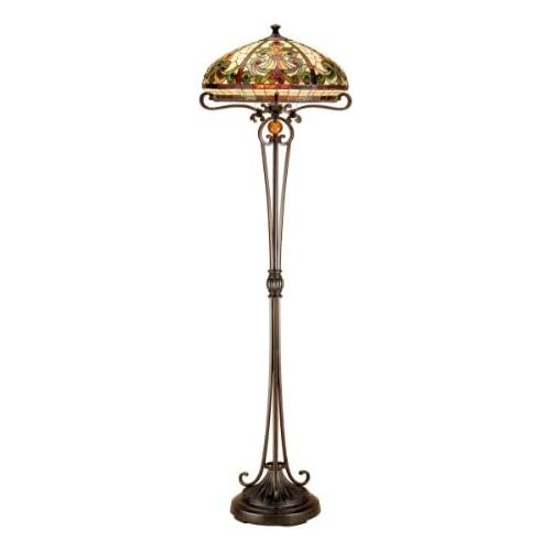 Dale Tiffany Lamps Dale Tiffany TF101116 Boehme Floor Lamp, Antique BronzeSand and Art Glass Shade