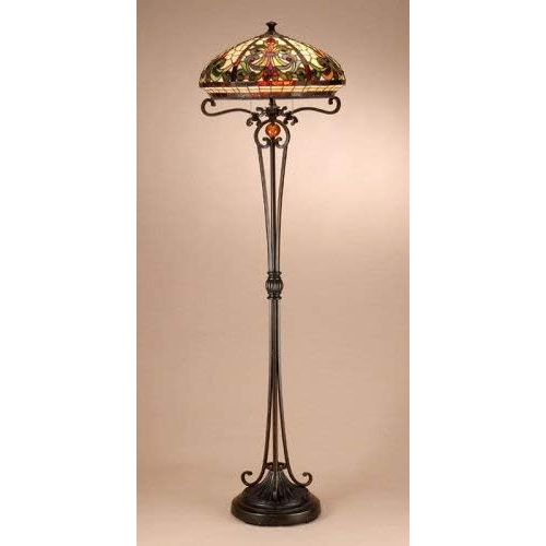  Dale Tiffany Lamps Dale Tiffany TF101116 Boehme Floor Lamp, Antique BronzeSand and Art Glass Shade