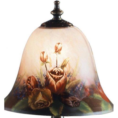  Dale Tiffany Lamps Dale Tiffany 10056604 Rose Bell Accent Lamp, Antique Bronze and Glass Shade