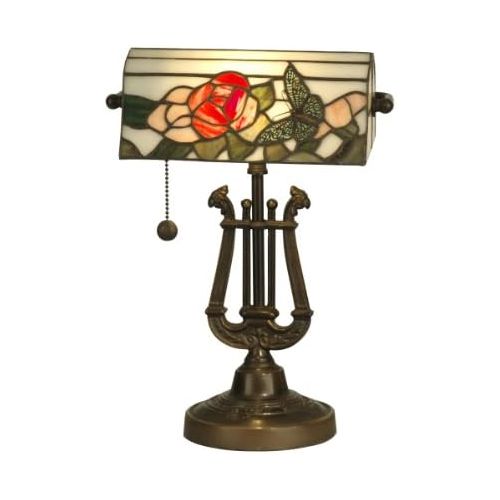  Dale Tiffany Lamps Dale Tiffany TT90186 Broadview Table Lamp, Antique Bronze and Art Glass Shade