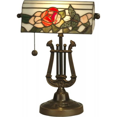  Dale Tiffany Lamps Dale Tiffany TT90186 Broadview Table Lamp, Antique Bronze and Art Glass Shade