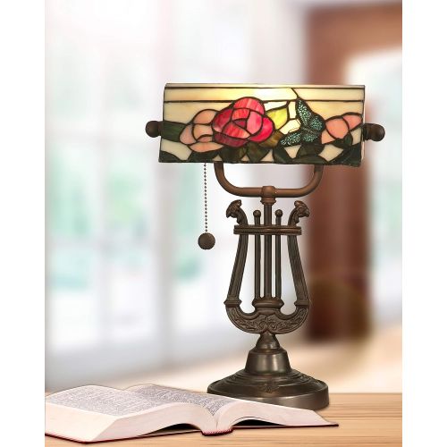  Dale Tiffany Lamps Dale Tiffany TT90186 Broadview Table Lamp, Antique Bronze and Art Glass Shade