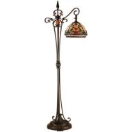 Dale Tiffany Lamps Dale Tiffany TF101115 Boehme Downbridge Floor Lamp, Antique BronzeSand and Art Glass Shade