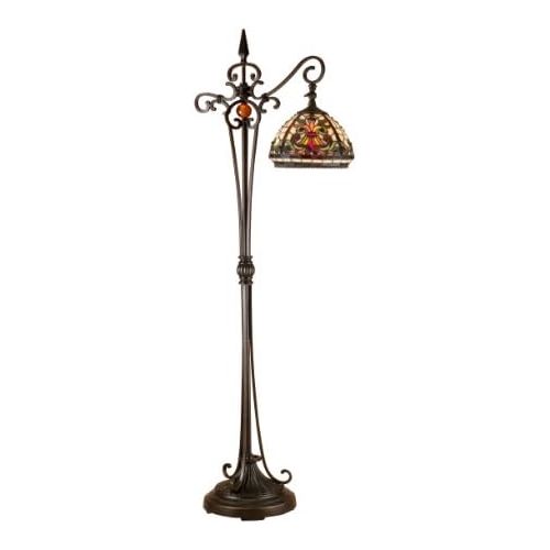  Dale Tiffany Lamps Dale Tiffany TF101115 Boehme Downbridge Floor Lamp, Antique BronzeSand and Art Glass Shade
