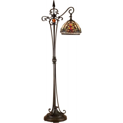  Dale Tiffany Lamps Dale Tiffany TF101115 Boehme Downbridge Floor Lamp, Antique BronzeSand and Art Glass Shade