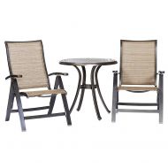 Dali dali 3 Piece Bistro Set, Dining Table Folding Chairs Garden Backyard Outdoor Patio Furniture