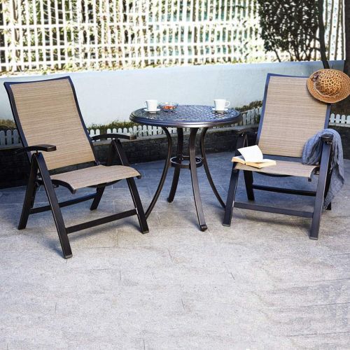  Dali dali 3 Piece Bistro Set, Dining Table Folding Chairs Garden Backyard Outdoor Patio Furniture