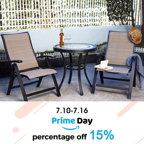  Dali dali 3 Piece Bistro Set, Dining Table Folding Chairs Garden Backyard Outdoor Patio Furniture