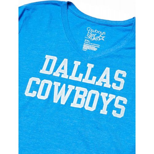  NFL Dallas Cowboys Womens Distressed Coaches Tee, Royal, Medium