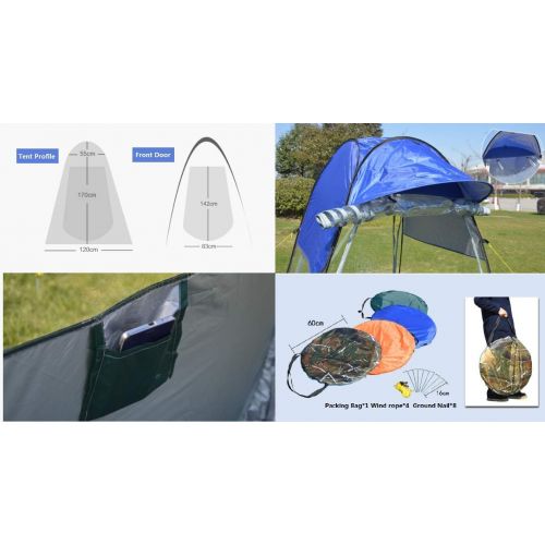  DalosDream Cover Sports Shelter Weather Tent Pop Up Pod Single Person Portable Tent Rainproof & Windproof Double Doors Sports Privacy Shower Tent for Camping, Biking, Toilet, Showe