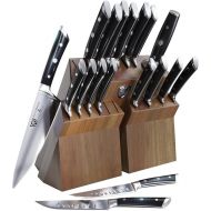 DALSTRONG Knife Block Set - 18 Piece Colossal Knife Set - Gladiator Series - High Carbon German Steel - Acacia Wood - ABS Handles Kitchen Knives - Premium Kitchen Knife Set with Block - NSF Certified