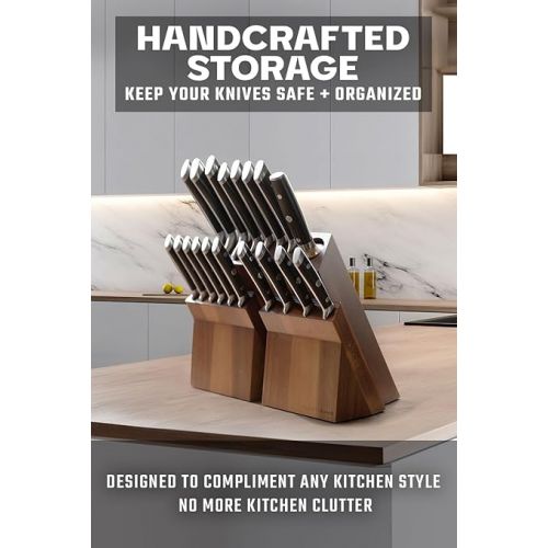  DALSTRONG Knife Block Set - 18 Piece Colossal Knife Set - Gladiator Series - High Carbon German Steel - Acacia Wood - ABS Handles Kitchen Knives - Premium Kitchen Knife Set with Block - NSF Certified