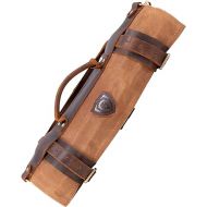 Dalstrong - Nomad Knife Roll - 12oz Heavy Duty Canvas & Top Grain Leather Roll Bag - 13 Slots - Interior and Rear Zippered Pockets - Blade Travel Storage/Case