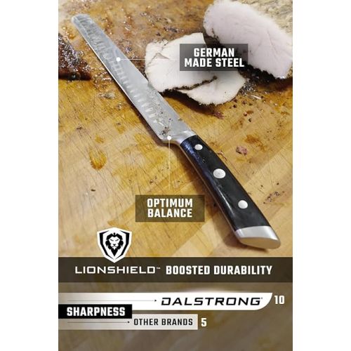  Dalstrong Slicing Knife - 12 inch - Gladiator Series Elite - Granton Edge - Forged High-Carbon German Steel Knife - G10 Handle - w/Sheath - Slicer - NSF Certified