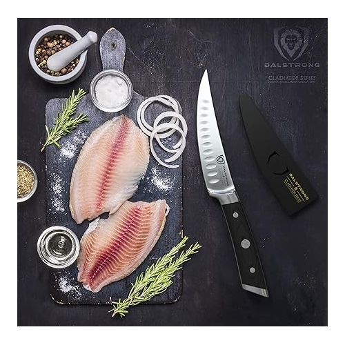  Dalstrong Fillet Knife - 6 inch - Gladiator Series Elite - High Carbon German Steel - Black G10 Handle - Sheath Included - Razor Sharp Kitchen Knife - Boning Knife - NSF Certified