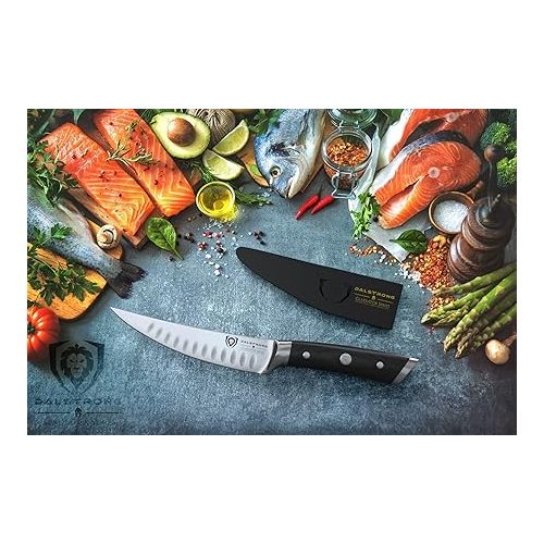  Dalstrong Fillet Knife - 6 inch - Gladiator Series Elite - High Carbon German Steel - Black G10 Handle - Sheath Included - Razor Sharp Kitchen Knife - Boning Knife - NSF Certified