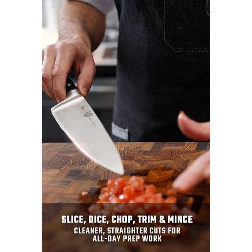  DALSTRONG Chef Knife - 8 inch Blade - Gladiator Series ELITE - Forged HC German Steel Chef's Knife - Razor Sharp Kitchen Knife - Professional Full Tang Knife - Black G10 Handle - Sheath -NSF Certified