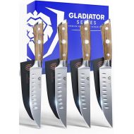Dalstrong Steak Knives Set - 4 Piece - Gladiator Series - 5 inch - Forged High Carbon German Steel - Olive Wood Handle - Straight Edge - Razor Sharp Kitchen Knife Set - Dinner Set - Sheaths Included