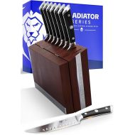 Dalstrong Steak Knife Set - 8 Piece - 5 inch Straight Edge Blade - Gladiator Series Elite - Forged High-Carbon German Steel Dinner Kitchen Knife - Black G10 Handle - Folding Block Set - NSF Certified